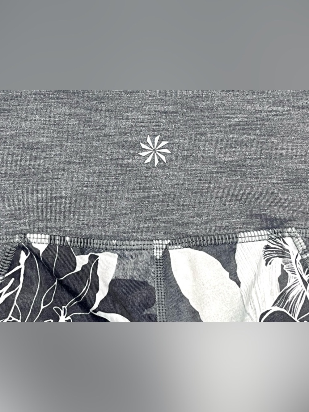 Athleta Gray and White High Rise Tropical Flow Chaturanga Floral Accent Leggings - Picture 15 of 16